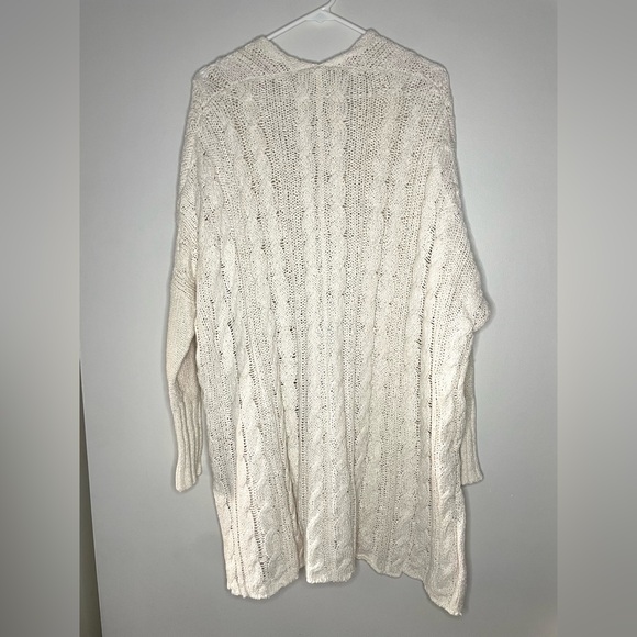 Free People Easy Cable Knit V Neck Ivory Sweater Size M - Picture 7 of 7